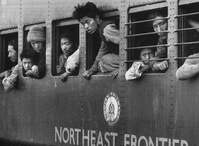 People fleeing in a train in Assam from the 1962 India-China war on November 1, 1962. (Getty Images photo)