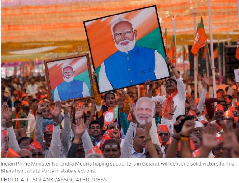 Wall Street Journal: Indian Prime Minister Narendra Modi’s Gujarat State Heads to the Polls